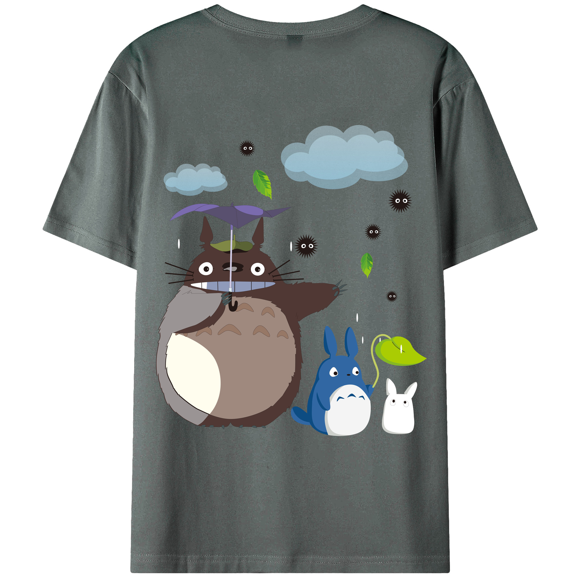（画像用） となりのトトロ 草壁メイ 草壁サツキ My Neighbor Totoro Satsuki Kusakabe Mei Kusakabe 綿100％ メンズ半袖Tシャツ（バックプリント） 通気性